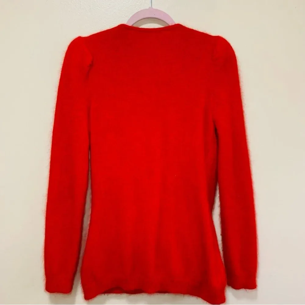 Moda International Angora Blend Classy Red V-Neck Sweater size medium